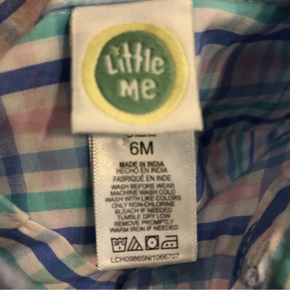 Little Me Boys One Piece with Bow Tie 6 months Pastel White Blue Green Snaps - Picture 6 of 7